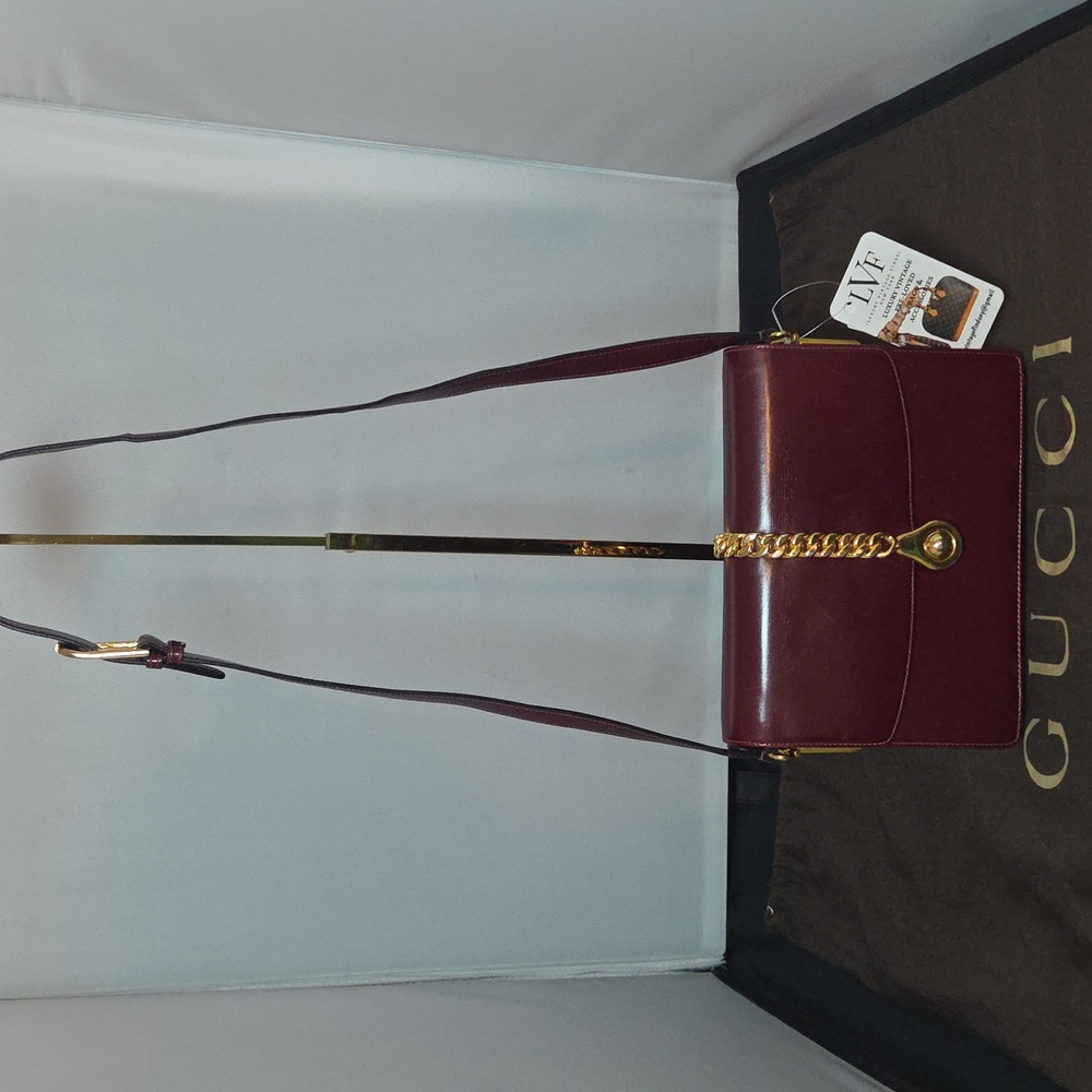 Gucci Boutique 1970s RARE  Bordeaux Leather 2way Bag Very limited Production - Picture 17 of 17